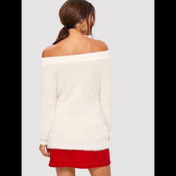 LUCIA Off Shoulder Fuzzy Sweater - Picture 2 of 7